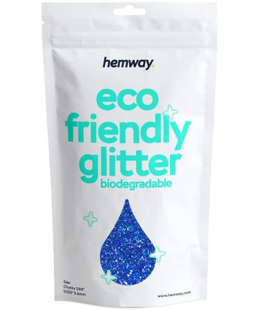 Hemway eco Friendly Biodegable Glitter 100g / 3.5 ounces Bio Cosmetic Safe Sparkle vegan for the face eyeshadow body hair nail - 1/40 "0.025" 0.6mm - Sapphire Blue Holographic