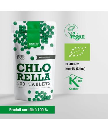 Purasana Pure Organic Chlorella 500 Tablets Up to 1500 mg per Dose. Broken Cell Wall. Natural Satiety. Detox. Vegan Proteins Organic Chlorophyll. Energy and Vitality - Buy Online on GoSupps.com