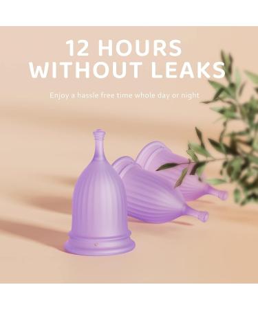 Set of 3 Reusable Menstrual Cups - Soft Silicone Tampon and Pad Alternative in Small, Medium, Large (Purple) - Buy Online on GoSupps.com