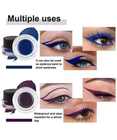 Evpct 2 in 1 Blue and Purple Gel Eyeliner Eyebrow Cream Pomade Set - Waterproof, Smudge Proof, Long Lasting - 0.21 Ounce (Pack of 1) - Buy Online on GoSupps.com