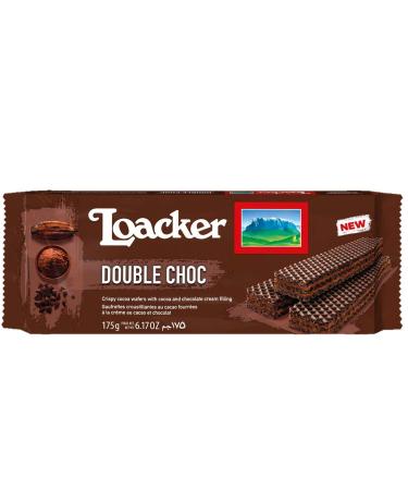 Loacker 6 x Loacker Wafer Double Choc Cookies Waffles with Chocolate and Cocoa Cream 175g