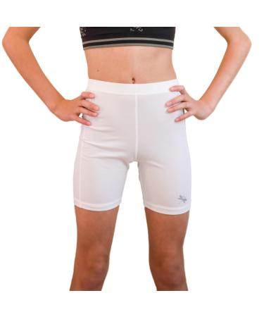 Dragonwing girlgear Girls Mid-Rise Compression Shorts - 5" Inseam (for Active Teen and Tween Girls) 10 White