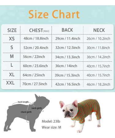 BT BEAR Colorful Striped Dog Pajamas - Soft Cotton Bulldog Costume for Small & Medium Dogs (XXL Blue/Orange) - Buy Online on GoSupps.com