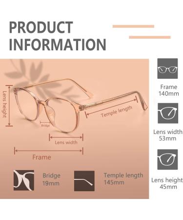 FONHCOO Blue Light Blocking Glasses Women Men Computer Eyeglasses TR90 Fashion Round Transparent Anti Blue Light Glasses with Anti Eyestrain & UV Glare for Gaming & Reading Champagne - Buy Online on GoSupps.com
