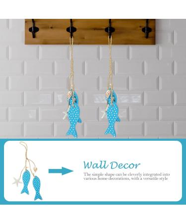 Zerodeko Flamingo Small Fish Pendant Home Decor Wooden Fish Coastal Decor Indoor and Outdoor Wall Craft Flip Chart Blue 30CM - Buy Online on GoSupps.com