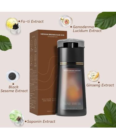 NHPY Medium Brown Hair Dye Shampoo for Gray HairInstant Hair Color Shampoo for Men and WomenBotanical Formulation No Hair Damage No Bleach Medium Brown - Buy Online on GoSupps.com
