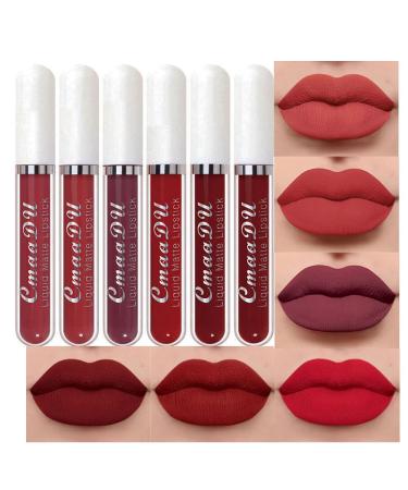 6Pcs Matte Liquid Lipstick Set for Women | Long Lasting Waterproof 24 Hour Matte Lipstick | Deep Red Lip Stain | Pack of 6 - Buy Online on GoSupps.com