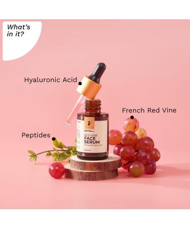 PILGRIM French Red Vine & Hyaluronic Serum - Anti-Aging Face Serum for All Skin Types | 30ml | Hydrating & Nourishing for Men & Women - Buy Online on GoSupps.com