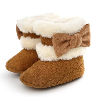 RVROVIC Baby Boys Girls Plush Winter Snow Boots - Bowknot Anti-Slip Fleece Infant Boots (Brown, 6-12 Months) - Buy Online on GoSupps.com
