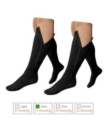 Closed Toe 15-20 mmHg Zipper Compression Calf Socks - 2 Pairs XX-Large Black - International Shipping Available - Buy Online on GoSupps.com
