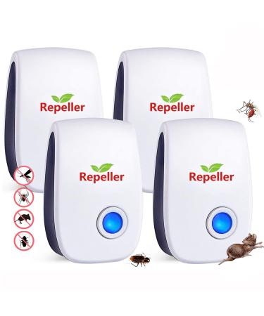 Ultrasonic Pest Repeller, Indoor Ultrasonic Repellent for Roach, Rodent, Mouse, Bugs, Mosquito, Mice, Spider, Electronic Plug in Pest Control, 4 Packs