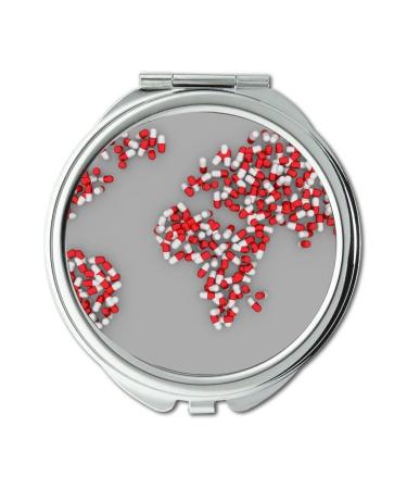 Mirror in Office Products World Map Pill Earth Healthcare Pharmaceuticals makeup mirrors pocket mirror portable mirror