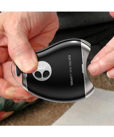 Electric Nail Clippers - Safe Double ABS Nail Clippers | Rechargeable Electric Nail Clippers 500mAh | Electric Nail Clippers for Adults Mango Shape 3 Speed | Nail Buffer Black - Buy Online on GoSupps.com
