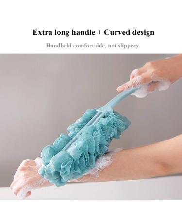 Yisella Back Brush 17 Long Handle Nylon Mesh Loofah Back Scrubber - Blue and White - Buy Online on GoSupps.com