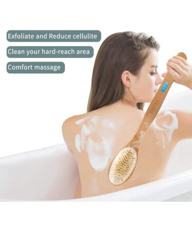 Ithyes Shower Brush - Soft & Stiff Bristles for Wet/Dry Use | Natural Wood Long Handle Body Brush | Double-Sided Luffa & Massage Your Skin - Buy Online on GoSupps.com
