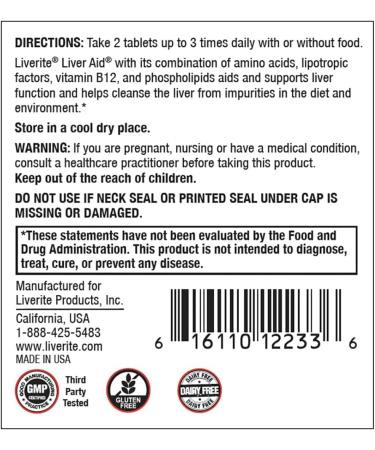 LIVERITE Liver Aid Dietary Supplement 150 Tablets Supports and Aids Healthy Liver Function. - Buy Online on GoSupps.com