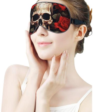 Soft Skull Rose-Red Eye Mask - Comfortable Adjustable Sleep Mask for Men & Women | Ideal for Travel & Work - Buy Online on GoSupps.com