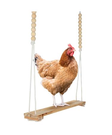 CW&WC Chicken Swing Toys for Chickens Coop with Adjustable Roost - Large Ladder Bar Accessories and Gifts Owners  Includes Ropes & Metal Hook (15.5In x 2.75In), A212