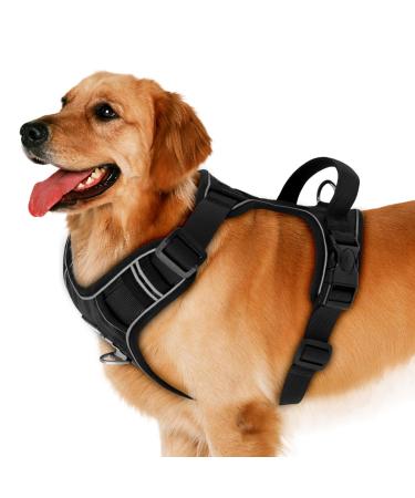 Etaccu dog harness without a train and chokes with handle adjustable no-pull dishes breastware safety harness Reflective softly upholstered breathable medium dogs black XL