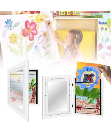 Internovo White Children Art Picture Frame - A4 Front Opening Design with Elastic Bands - 32x24x2.7cm for Kids Drawings - Buy Online on GoSupps.com