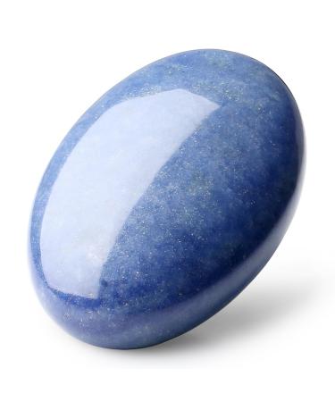MAIBAOTA 2.4" Blue Aventurine Healing Crystal Gemstones Pocket Polished Gifts Oval Shape Reiki Spiritual Energy Nature Crystals for Women Men Relief Balancing Stress Divination Meditation