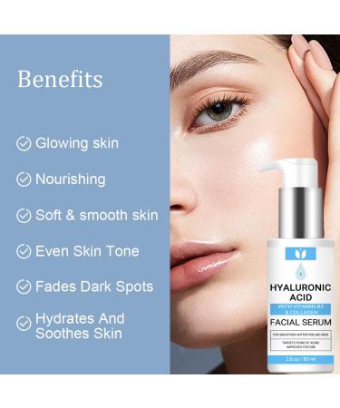 Hyaluronic Acid Serum for Face with Collagen & Vitamin B5 Hydrating Plumping Anti-Aging for Wrinkles & Fine Lines Locks in Moisture for All Skin Types Hylunaric Acid Face Serum 2.8 oz - Buy Online on GoSupps.com