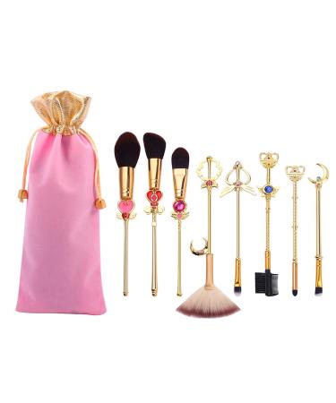 Makeup Brush Set Anime Sailor Moon Makeup Brush Set Metal Handle Cosmetic Brushes Eye Shadow Powder Blush Eyebrow and Mascara with Storage Bag For Girlfriend Gift