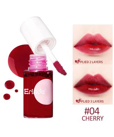 Erinde #04 Cherry Lip Tint Stain - Korean Waterproof Makeup Non-Sticky Long-Lasting Mini Liquid Lipstick - Buy Online on GoSupps.com