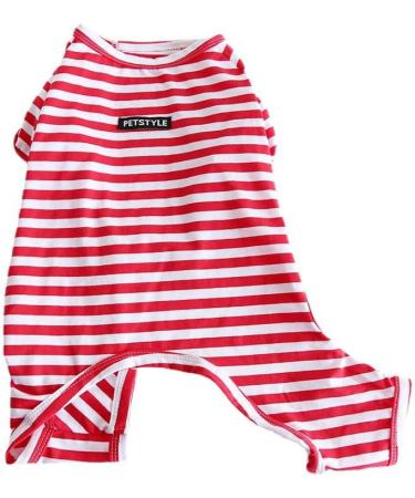 Classic Striped Bt Bear Fat Dog Pajamas - Soft Cotton One-Piece Costume for Pugs French Bulldogs & Small to Medium Dogs - Red (M) - Buy Online on GoSupps.com