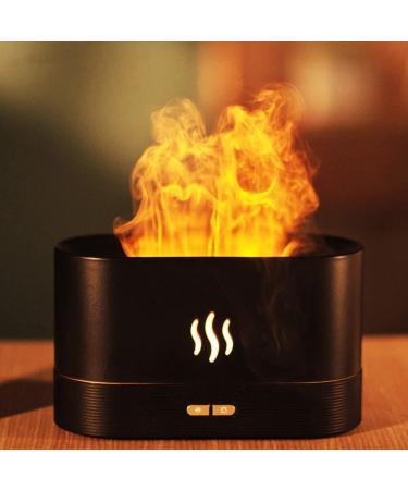 InFanso Essential Oil Diffuser BDQ701 180ml Aromatherapy Oil Diffuser Ultrasonic Cool Mist Diffuser with Waterless Auto Shut-Off Protection,2 Mist Mode Flame Lights for Home Office Black