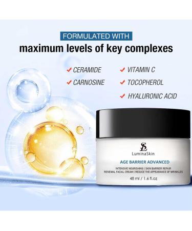 Age Barrier Advanced Face Cream - Skin Barrier Repair & Interrupter Age Anti-Aging Moisturizer with Shea Butter Blueberry Extract Pomegranate & More 1.69 Fl Oz (Pack of 1) - Buy Online on GoSupps.com