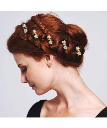Mini Hair Claw Clips - No-Slip Glitter Jaw Clips for Women & Girls | Flower Metal Clamps (Gold-White Crystal) - Buy Online on GoSupps.com