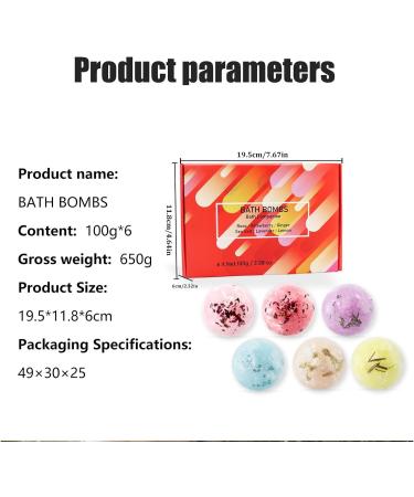 Boules de douche pour femme boule de sel de bain Boules de douche naturelles | Ensemble de 6 boules de bain pour femmes et hommes Kit de boules de douche naturelles boules de bain Spa  - Buy Online on GoSupps.com