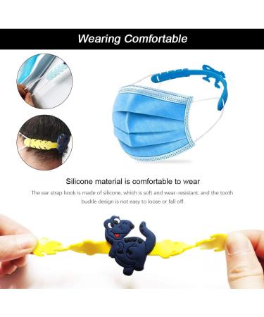 LSxia 10PCS Face Mask Strap Hook Extender Mask Clip  Adjustable Anti-Slip Mask Ear Protector for Extending Masks Buckle Band to Relieve Pressure & Pain for Ear  Suit for Adult & Kid (Cartoon Dinosaur) C-10pcs Cartoon Dinosaur - Buy Online on GoSupps.com