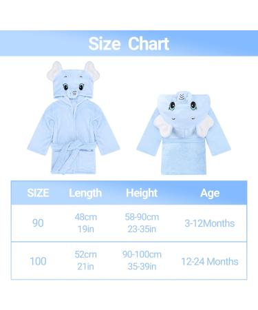Wytbaby Soft Flannel Baby Bathrobe with Hood | Quick Dry Childrens Robe | Blue Elephant - 12-24 Months - Buy Online on GoSupps.com