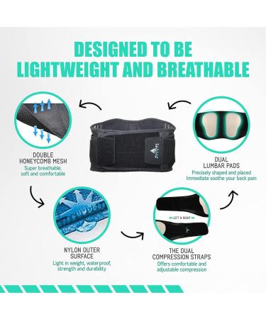 AllyFlex Sports Back Brace for Lower Back Pain - Adjustable Slim Fit Lumbar Support Belt with 3D Pads | Breathable Back Support Belts - Medium (Pack of 1) - Buy Online on GoSupps.com