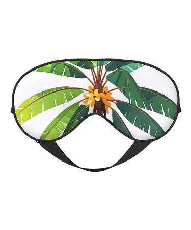 Soft Summer Coconut Tree Printed Eye Mask Adjustable Breathable Eye Masks for Sleep Light Blocking & Double-Sided
