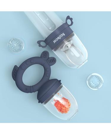 Freebear Baby Fruit Feeder Pacifier & Teething Toy Set | Silicone Spoon for First Stage Feeding | Infants Teether | Dark Blue - Buy Online on GoSupps.com