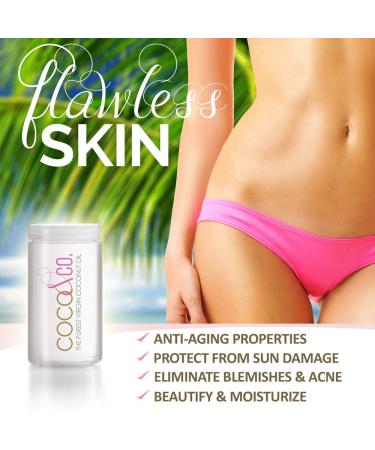 Pure Extra Virgin Coconut Oil for Hair & Skin | Organic Clean Beauty Grade by COCO & CO. - 8 Fl Oz (Pack of 2) - Buy Online on GoSupps.com