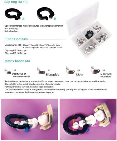 Buy WindPlusya Dental Partial Matric System Kits - Autoclavable Matrix Strips & Resin-Resistant Clipring F3 Set - 2PC Black Ring - International Shipping Available - Buy Online on GoSupps.com