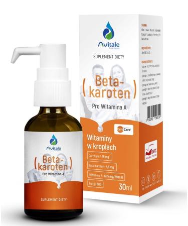 Avitale - Natural Beta Carotene - Pro Vitamin A - Dietary Supplement - 30ml Drops (600 Servings)