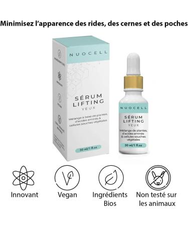 NuoCell | Eye Lifting Serum | Reduces Wrinkles Dark Circles and Deeply Hydrates Skin | Lifting Effect Face Care for a Radiant Face | Organic & Vegan Formula | 8 ml - Buy Online on GoSupps.com