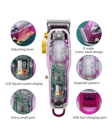 Professional USB Rechargeable Hair Clippers Set | Transparent Hair Trimmer for Men - LCD Display Yellow - Buy Online on GoSupps.com