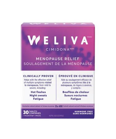 Weliva Cimidona Menopausal Relief | Clinically Proven Effective Relief for Multiple Menopausal Symptoms from Mild to Severe Including Hot Flashes Night Sweats and Fatigue | 30 Tablets