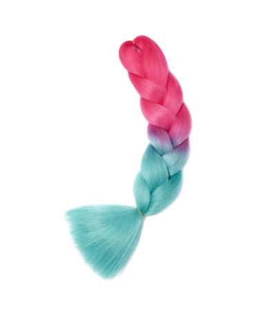 Gairyan Jumbo Braids Extensions - 100g Ombre Synthetic Braiding Hair (60cm) - Rose Red & Lake Blue for Box Crochet Braids - Buy Online on GoSupps.com