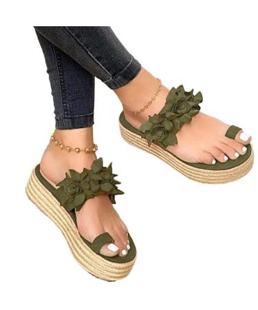 Creev women's flower-slip-on-plateau sandals bale toe sandals orthopedic wedge flip-flops daily slippers summer beach casual non-slip hiking shoes (3 43 EU) 3 41 EU