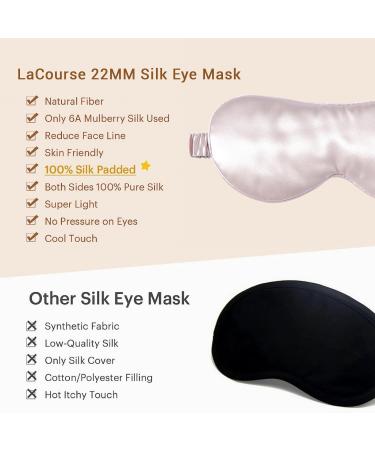 Lacourse 22 Momme Silk Sleep Mask - 100% Natural Mulberry Silk Cool & Comfortable with Elastic Band - Darkening Eye Mask in Pink - Buy Online on GoSupps.com