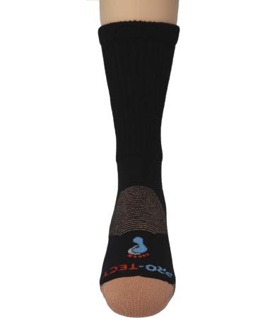 Pro-Tect Diabetic Copper Crew Socks (2-Pack) - Made in USA - Medium Black - Buy Online on GoSupps.com