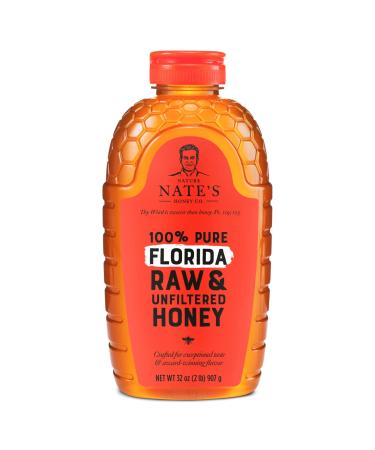 Nature Nate's Florida Honey, 100% Pure, Raw & Unfiltered Honey, All Natural Sweetener, 32 Oz Squeeze Bottle