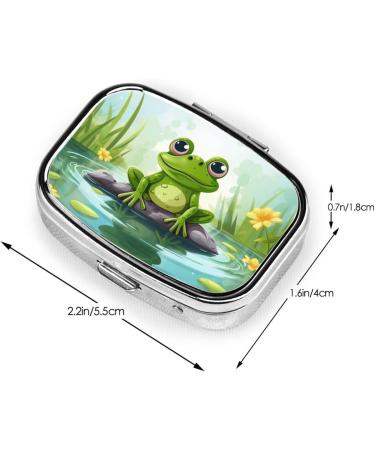 Frog in a Pond Small Pill Case - Cute 2 Compartment Travel Pill Organizer | Perfect for Purse & Gifts - Buy Online on GoSupps.com